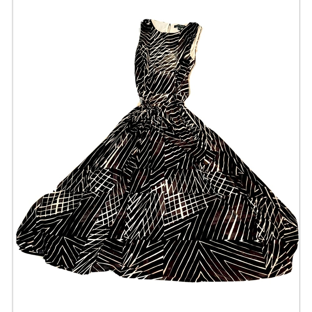 Ralph Lauren Dress high neck black and white dress mid length size 8 fully lined